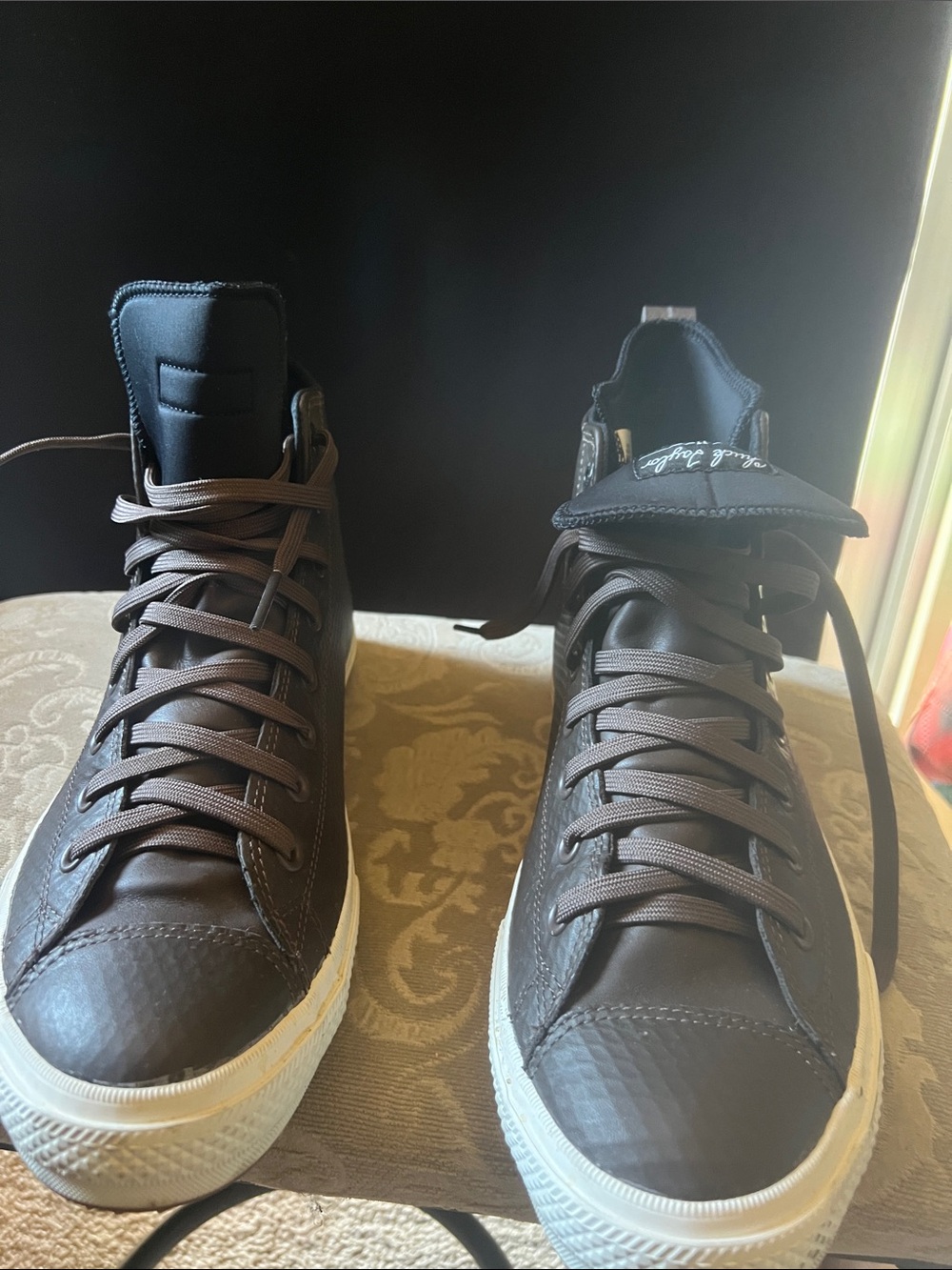 Converse Men's Brown High-Top Sneakers with White Soles